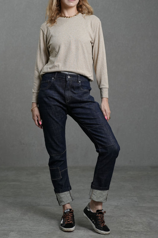 Dark Blue Low-Stretch Slim Tapered Jeans