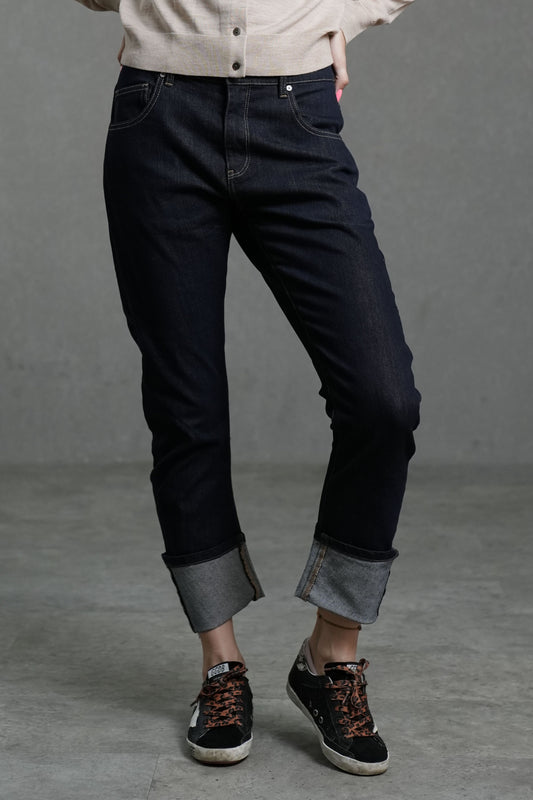 Dark Blue Low-Stretch Slim Tapered Fit Jeans
