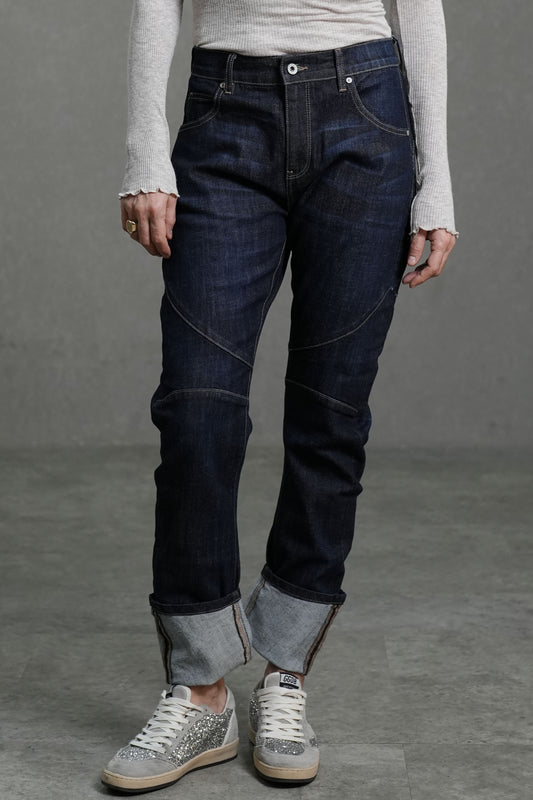 Dark Blue Low-Stretch Slim Tapered Jeans