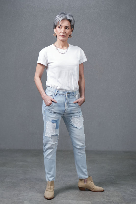 Light Blue Wash Tapered Jeans
