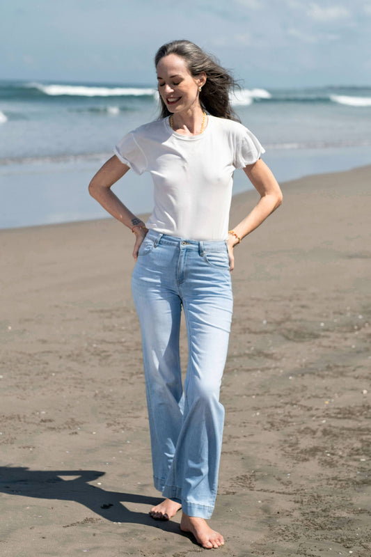 Light Blue Wash Flared Jeans