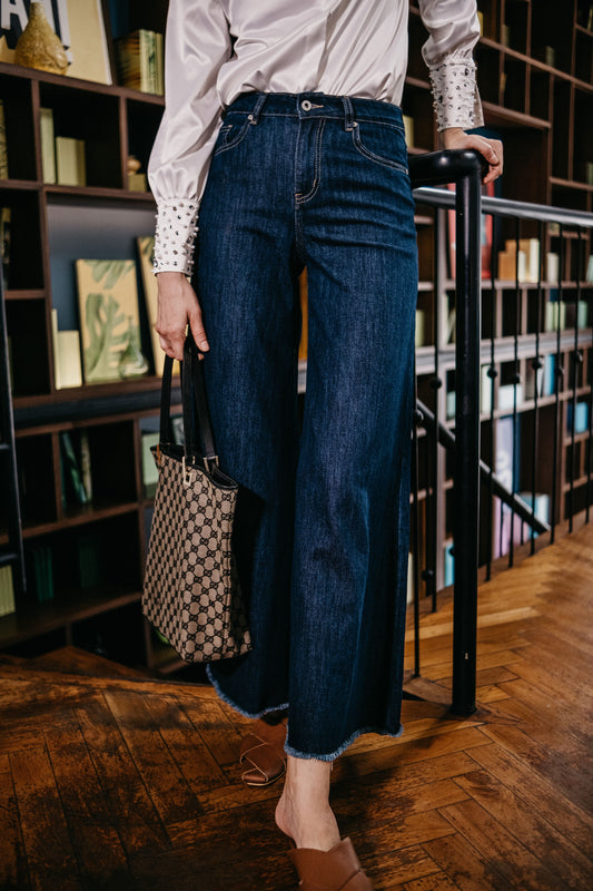 Dark Indigo Wash Wide-Leg Jeans
